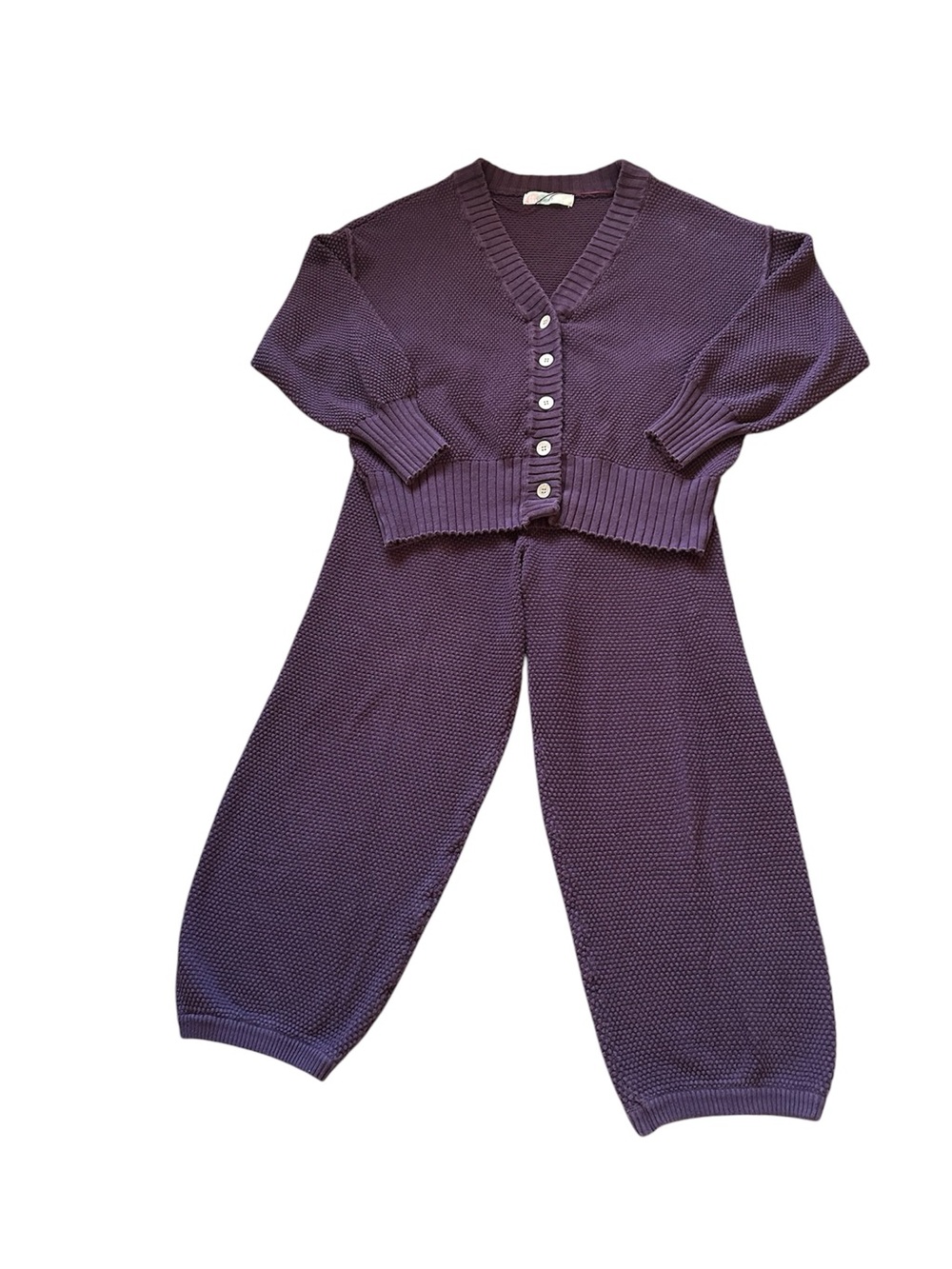 Free People Beach Hailee Waffle Stitch Cotton Cardigan & Pant Set